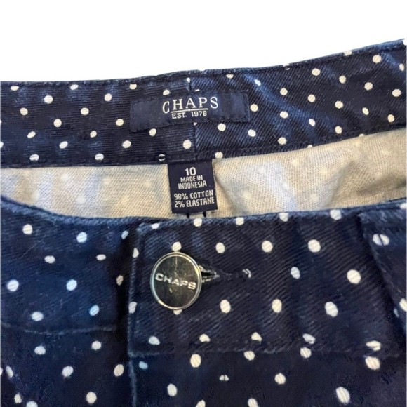 Chaps Capris crop Denim Navy White Polka Dots Womens Cropped Jean size 10 - Picture 2 of 4